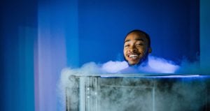 man doing whole body cryotherapy