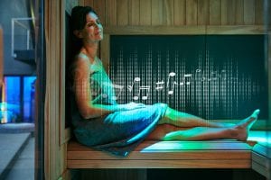 woman in infrared sauna